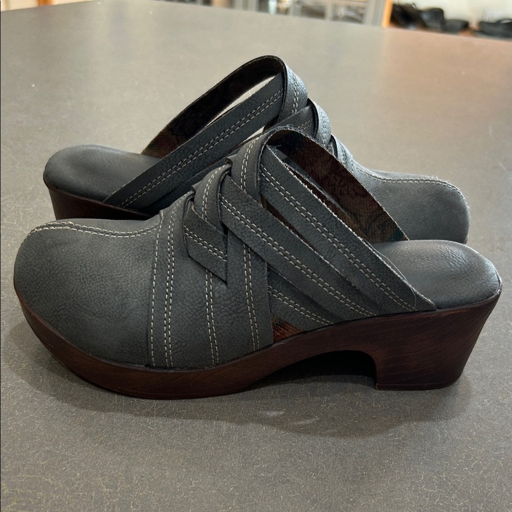 boc Women's Charcoal Mules with Wooden Heel